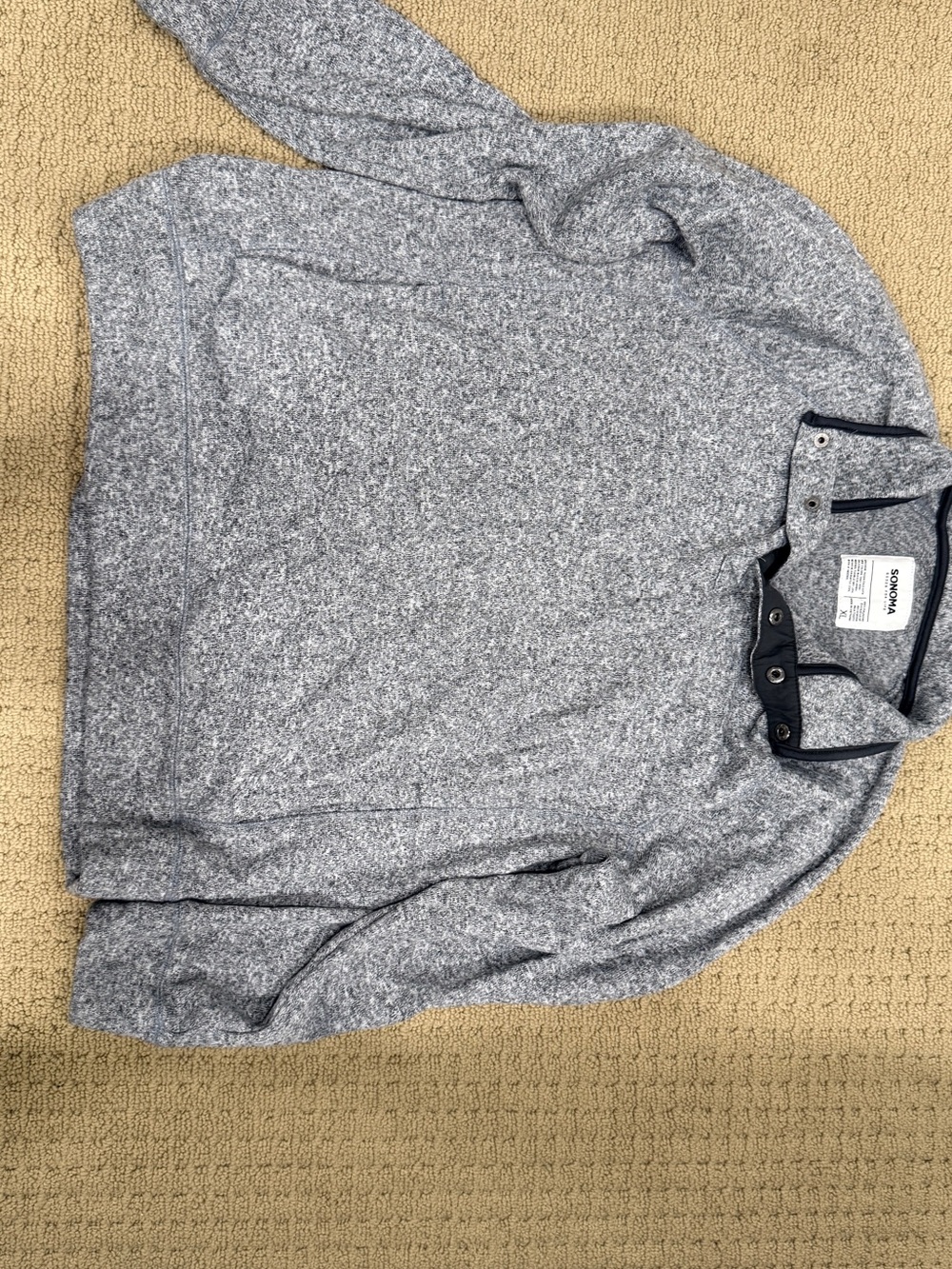 Sonoma Heather Gray Quarter-Snap Knit Sweater